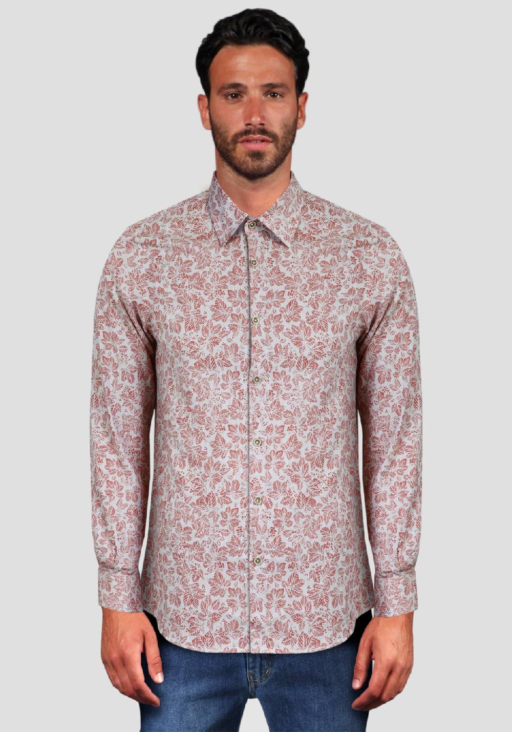 Primo Emporio Camicia manica lunga collo Francese Stampa foglie