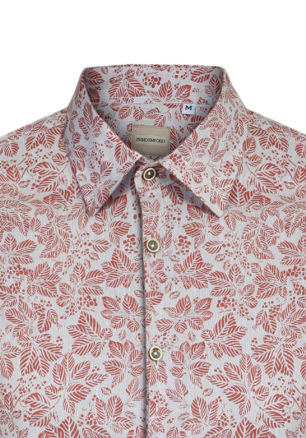 Primo Emporio Camicia manica lunga collo Francese Stampa foglie Saldi Di Fabbrica