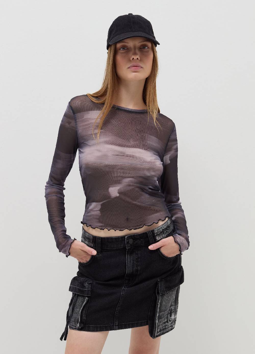 B. ANGEL T-shirt a maniche lunghe in mesh In Linea