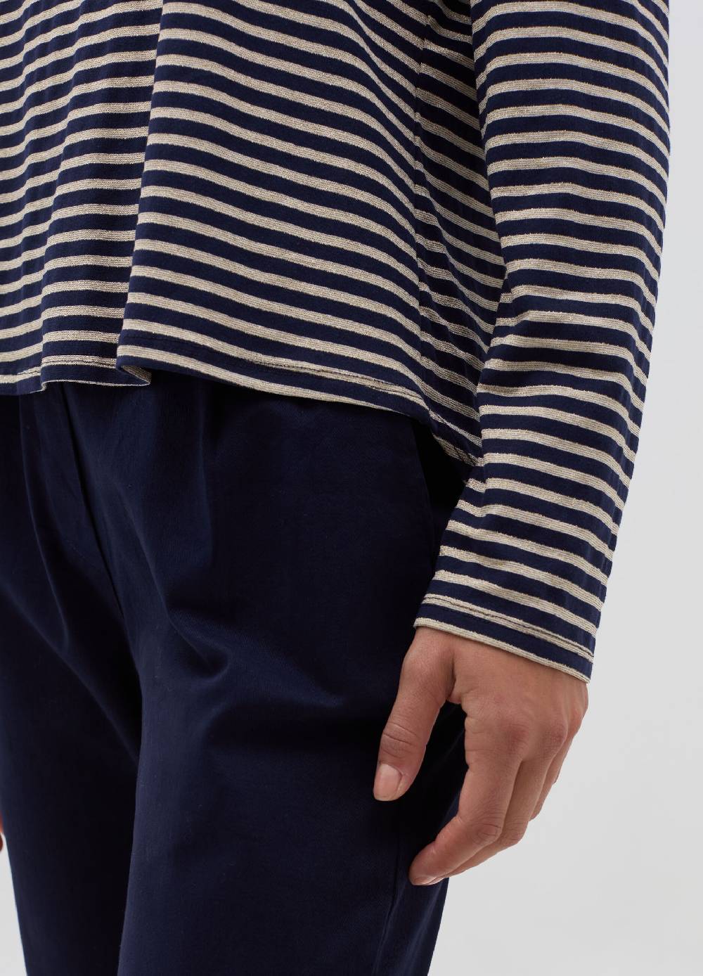 HYBRID T-shirt a righe in lurex con maniche lunghe Offerta