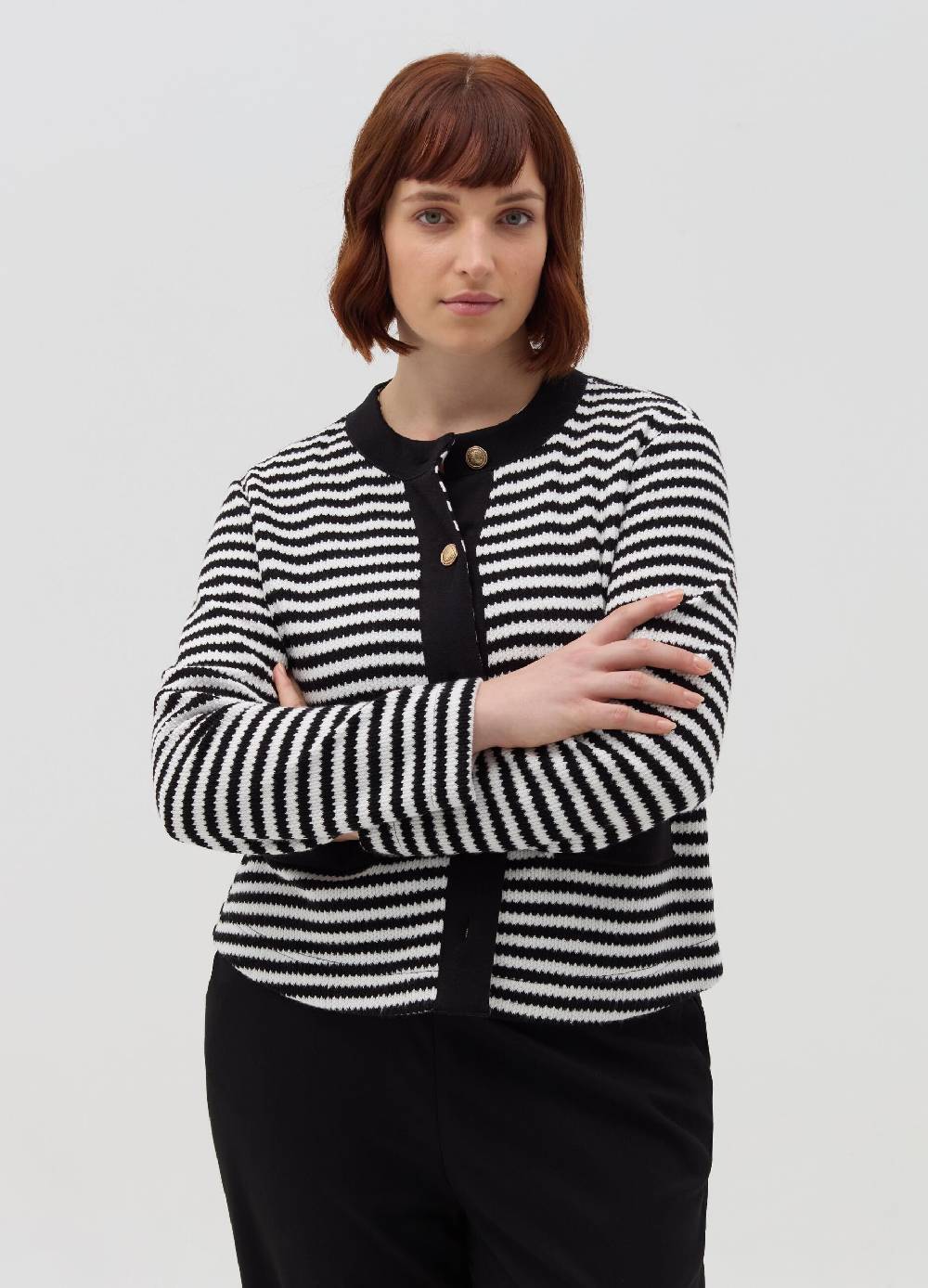 MYA Cardigan a righe con bottoni dorati Curvy Economico