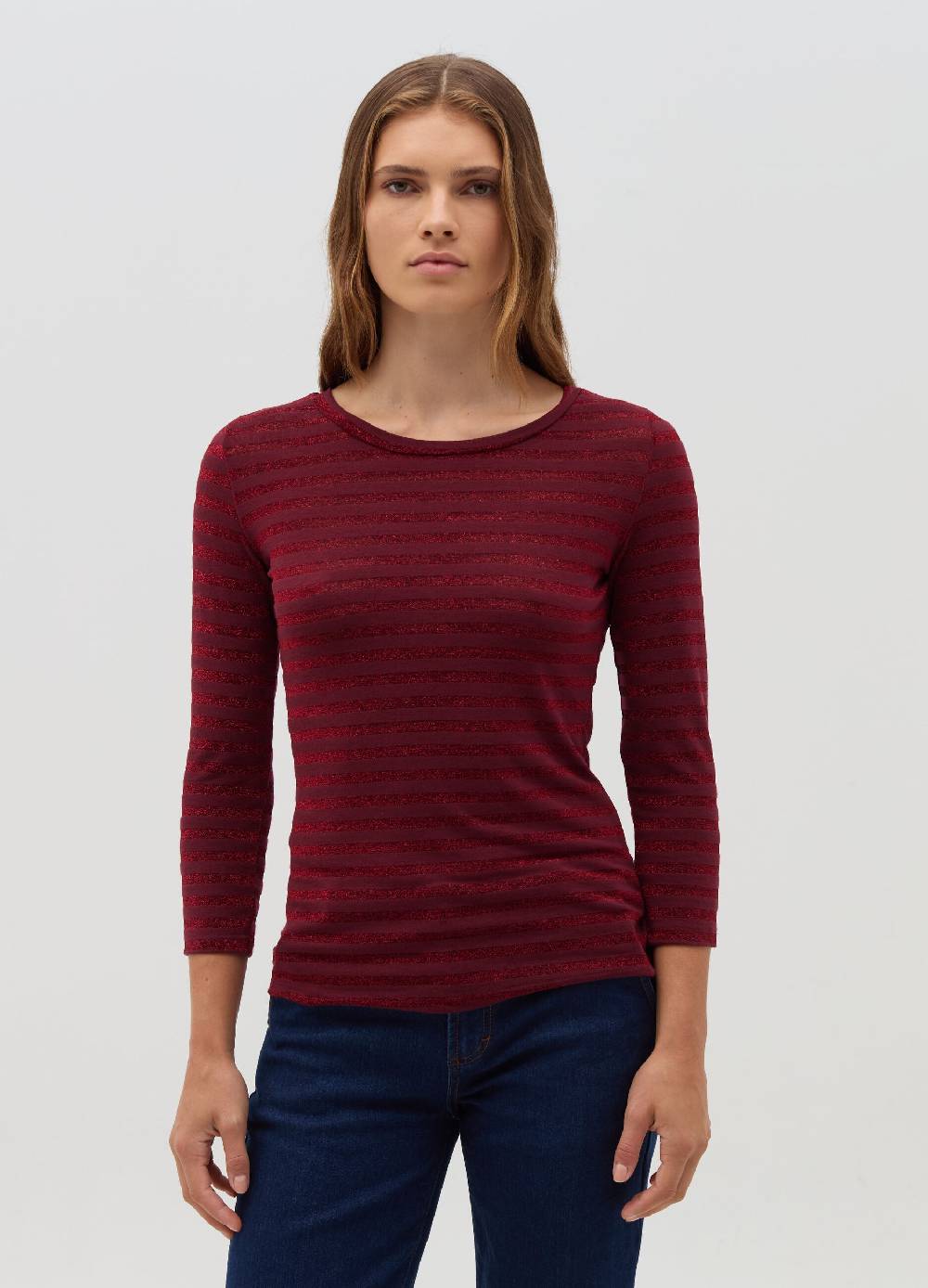 HYBRID T-shirt a righe in lurex maniche a tre quarti Online