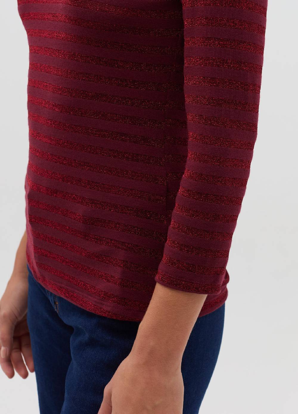 HYBRID T-shirt a righe in lurex maniche a tre quarti Online
