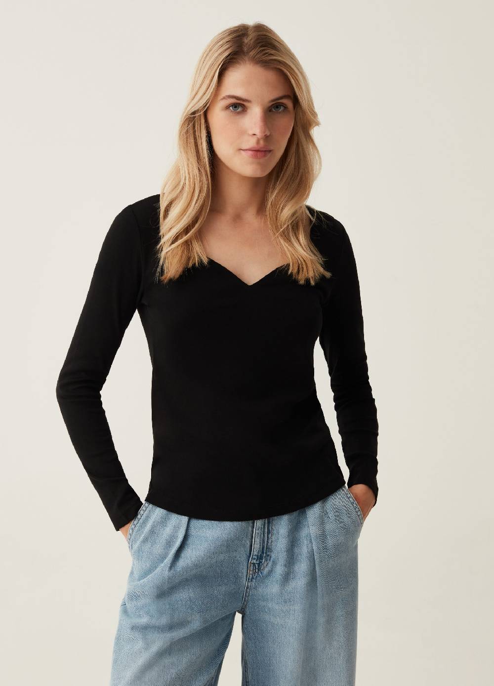OVS T-shirt a maniche lunghe con scollo a cuore