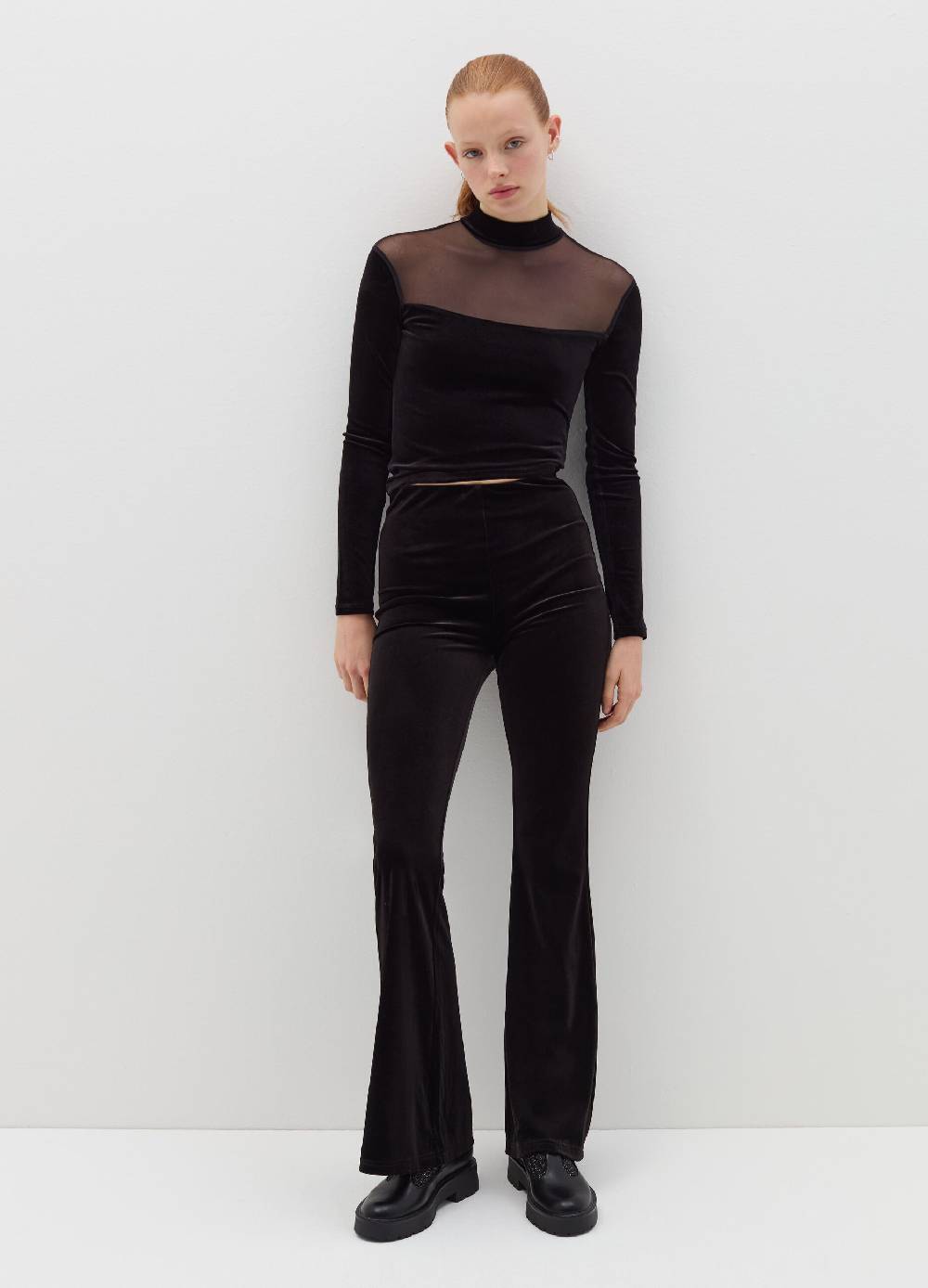 B. ANGEL T-shirt in velluto con inserto in mesh Vendita