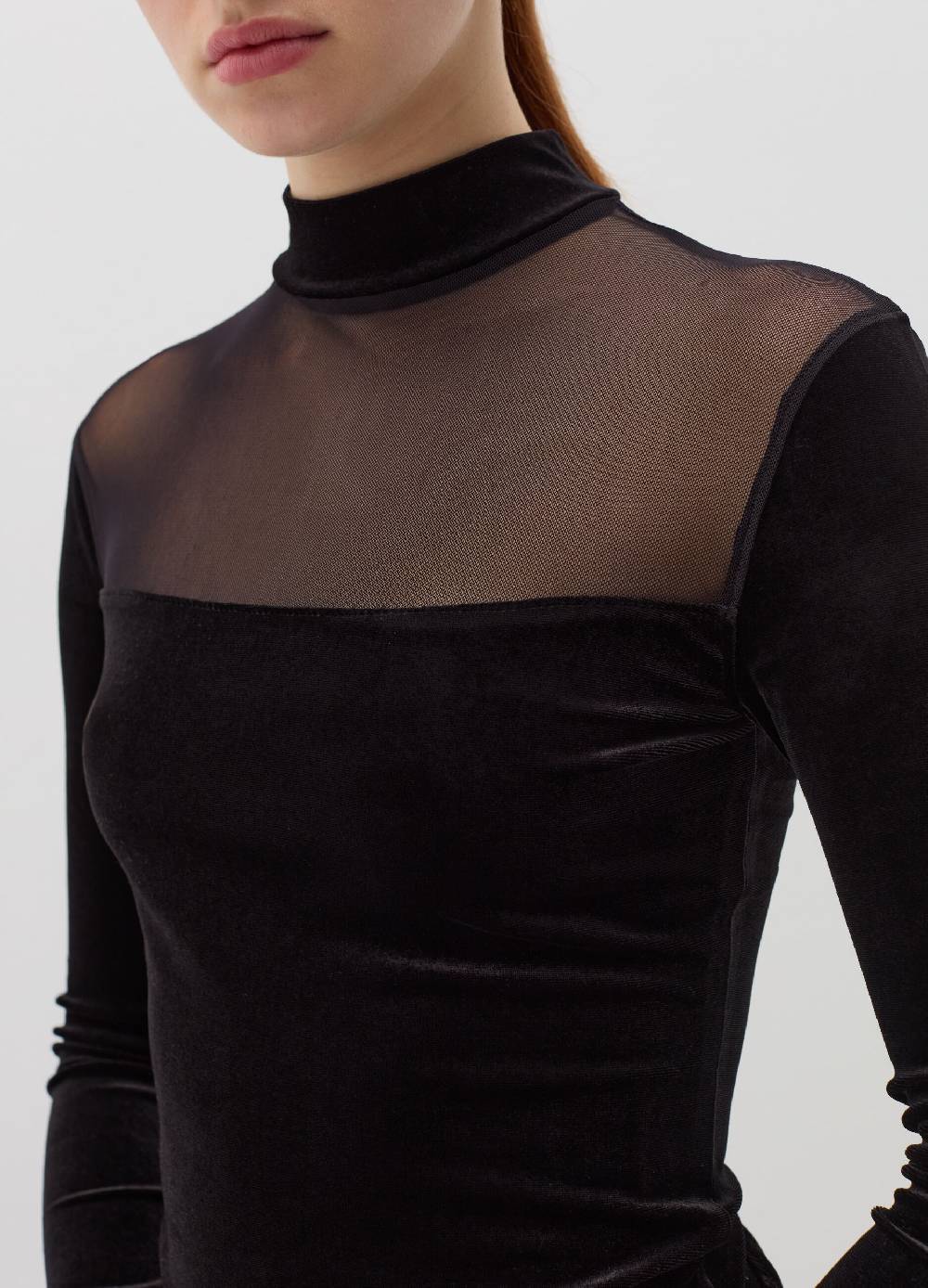 B. ANGEL T-shirt in velluto con inserto in mesh Vendita