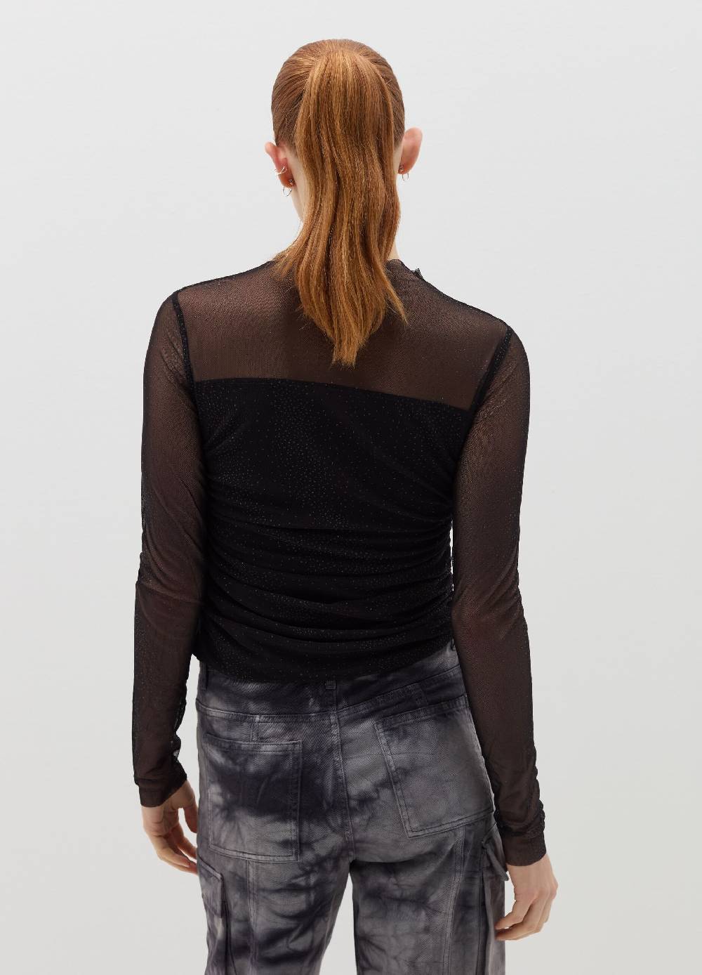 B. ANGEL T-shirt in mesh con strass all-over Saldi