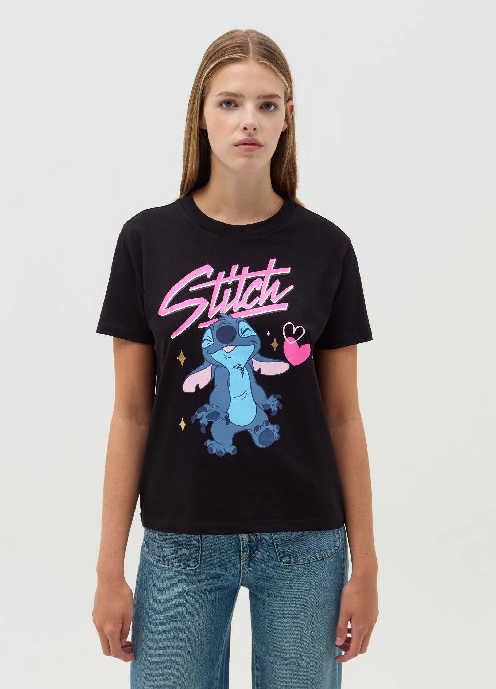OVS T-shirt in cotone stampa Stitch Vendita Economica