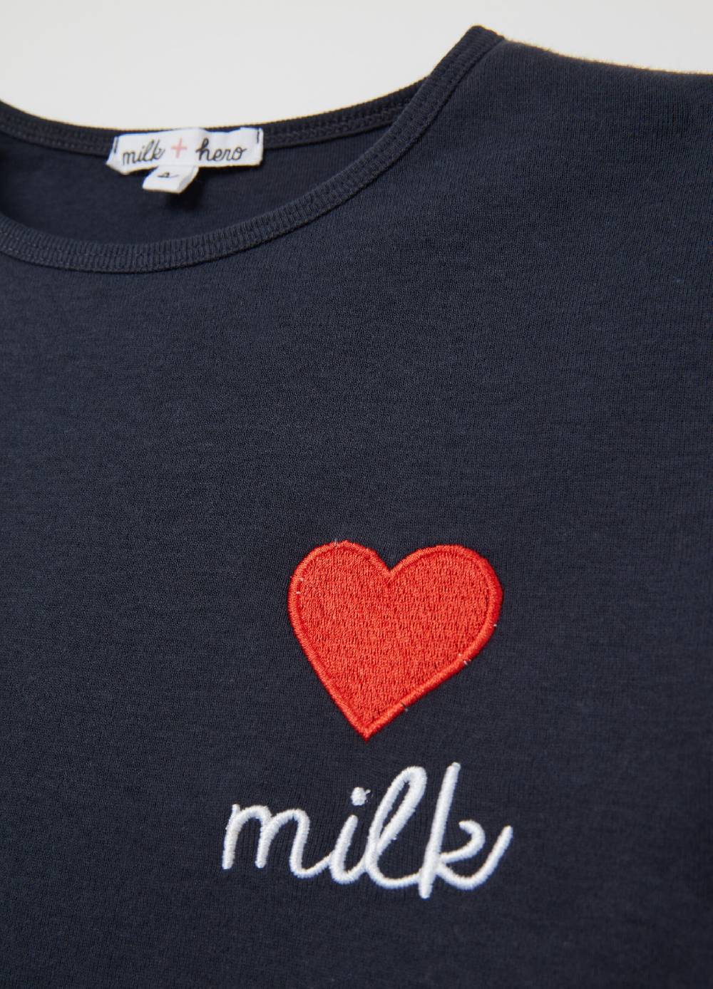MILK+HERO T-shirt girocollo con ricamo 2025