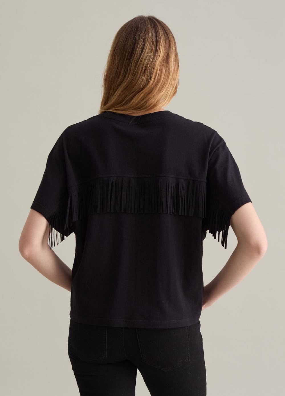 PIOMBO T-shirt in cotone con frange Nuovo