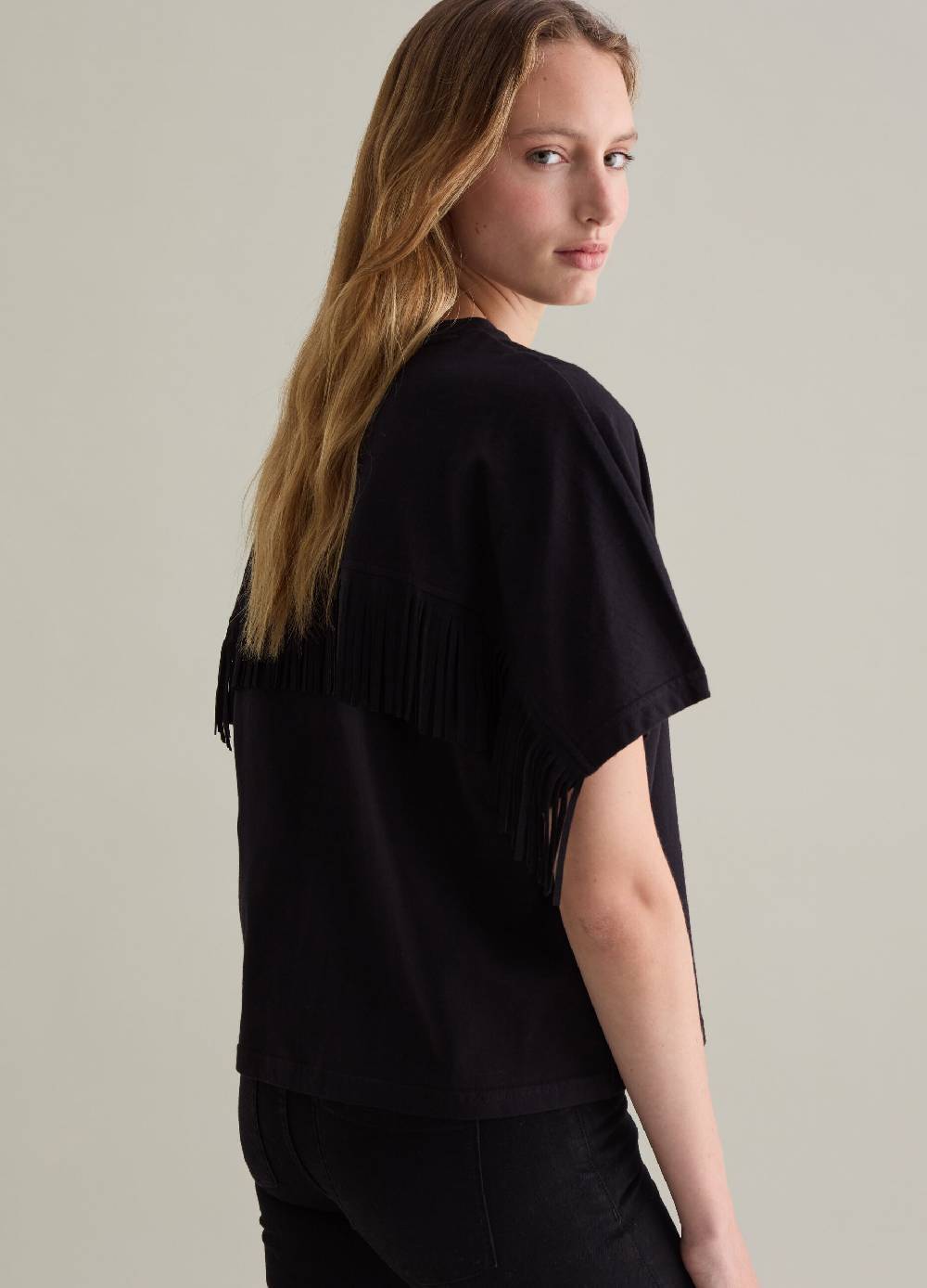 PIOMBO T-shirt in cotone con frange Nuovo