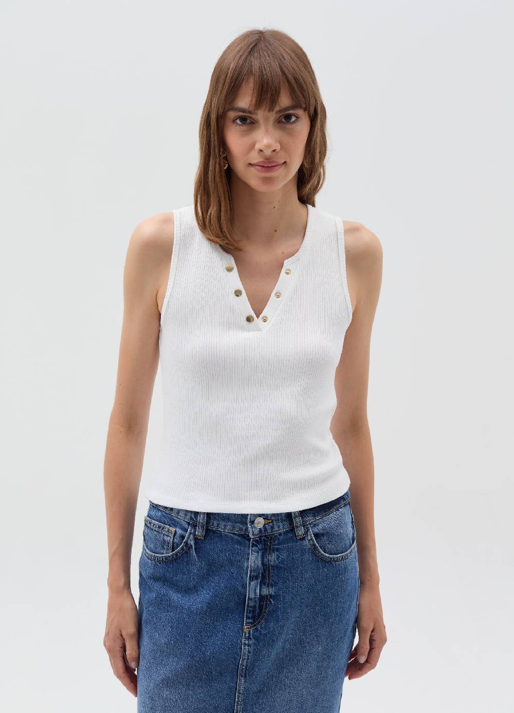 OVS Tank top scollo a V con bottoni Novità