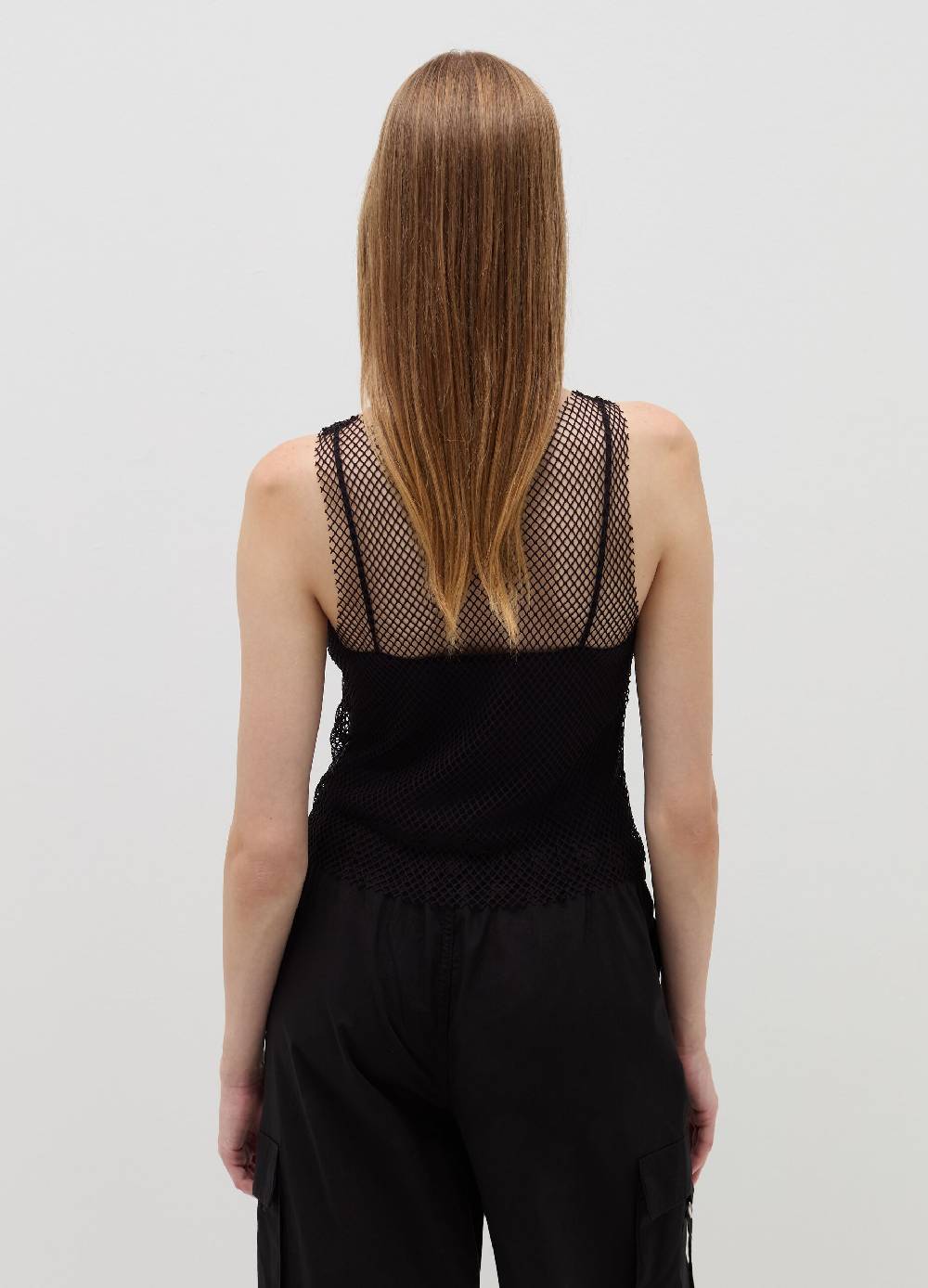 B. ANGEL Tank top in rete con micro strass In Vendita