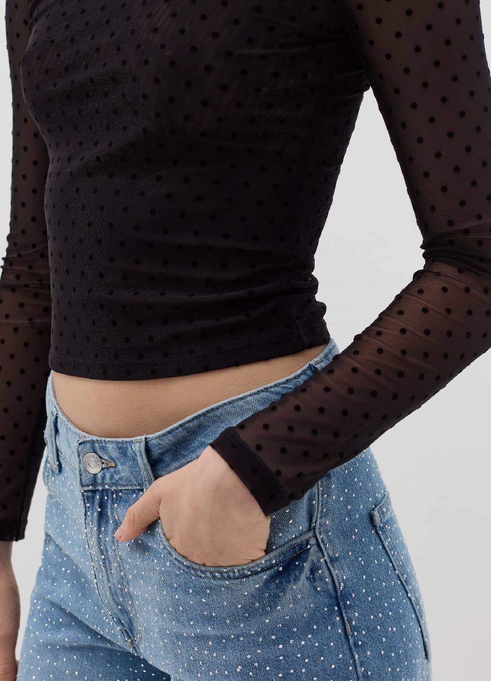 B. ANGEL T-shirt in mesh a pois Vendita Calda