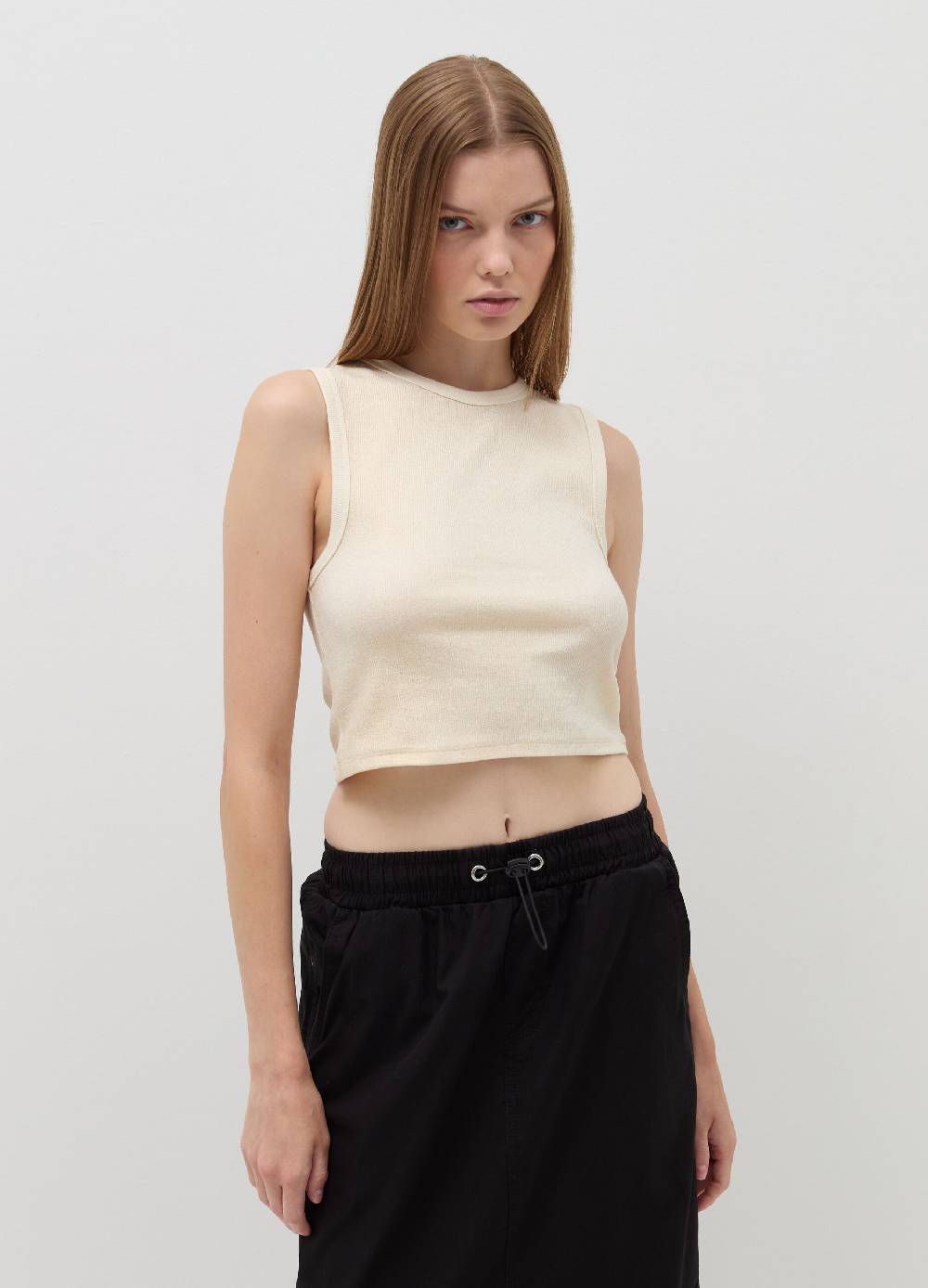 B. ANGEL Tank top crop a costine con lurex Saldi Di Fabbrica