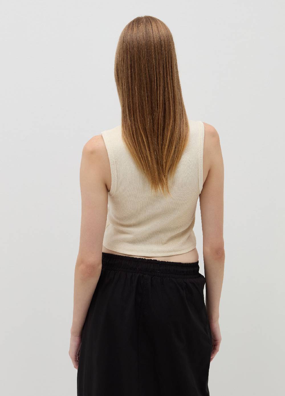 B. ANGEL Tank top crop a costine con lurex Saldi Di Fabbrica