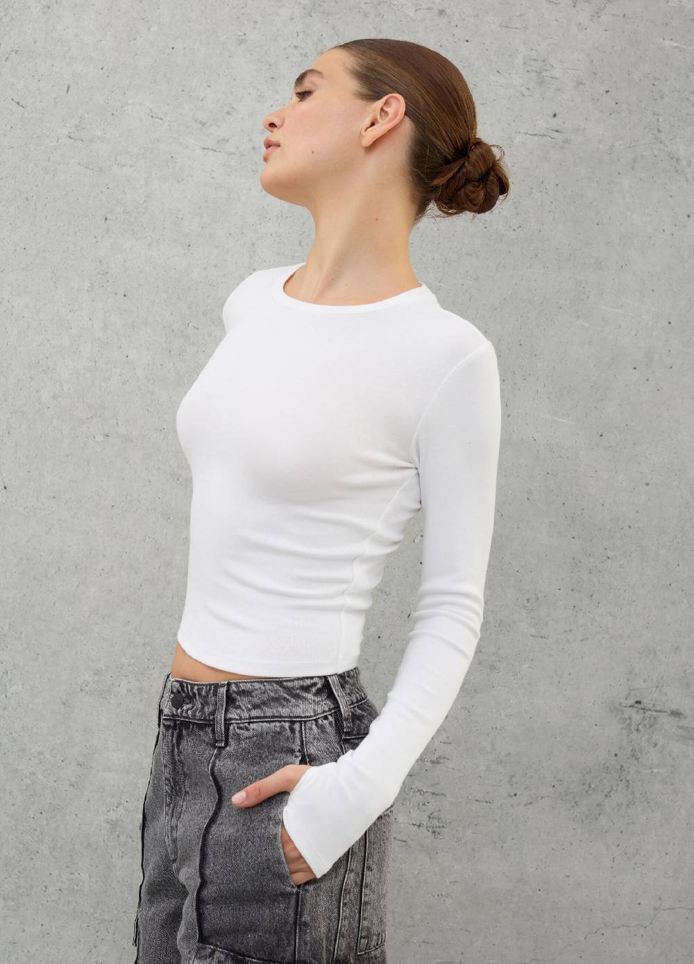 UTOPJA Crop Longsleeve T-shirt White