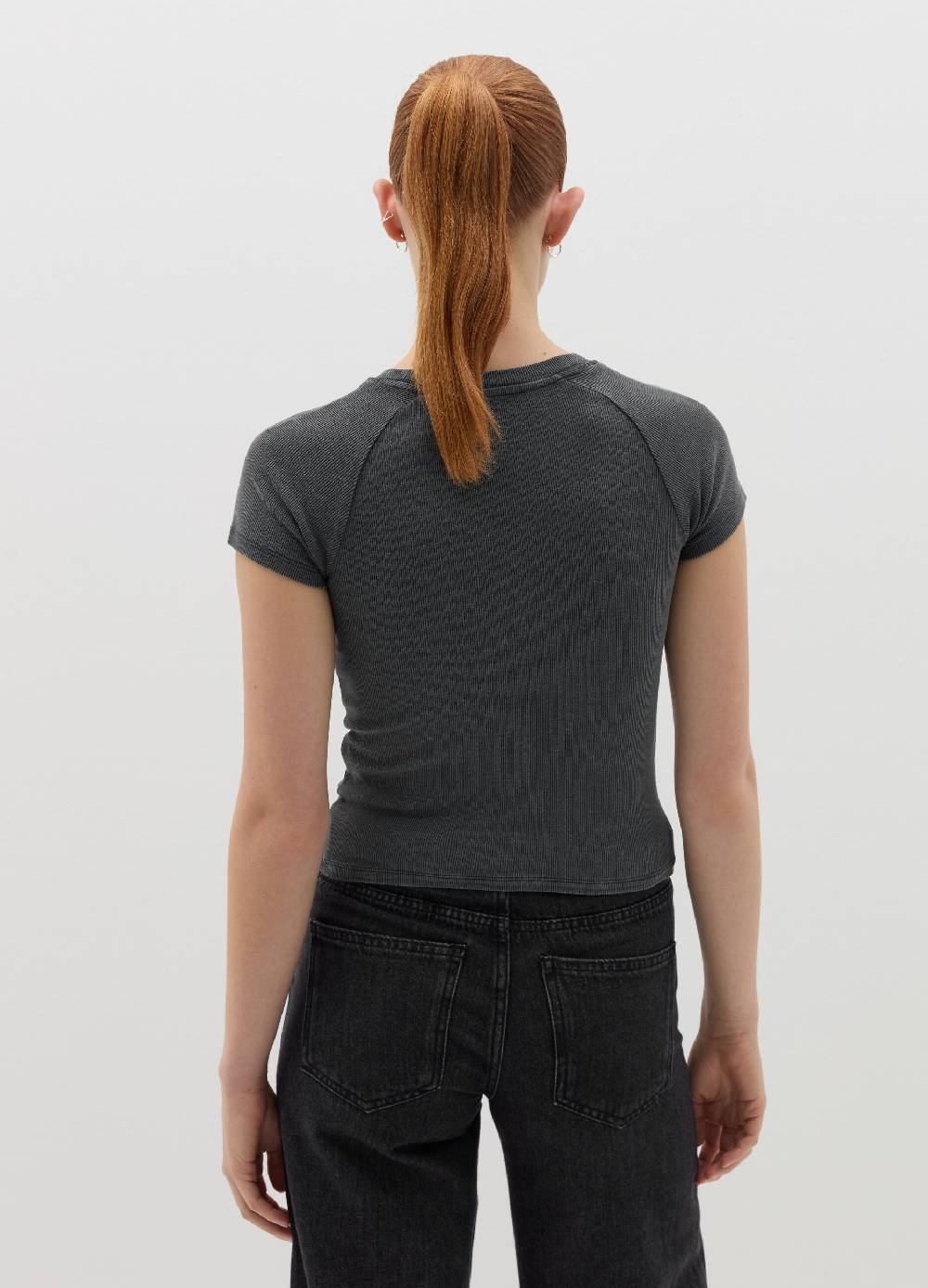 B. ANGEL T-shirt crop a costine con ricamo Vendite Flash