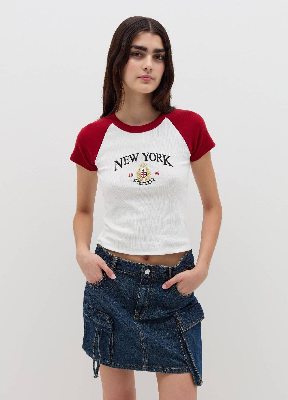 B. ANGEL T-shirt a costine con ricamo Sconto di tempo limitato