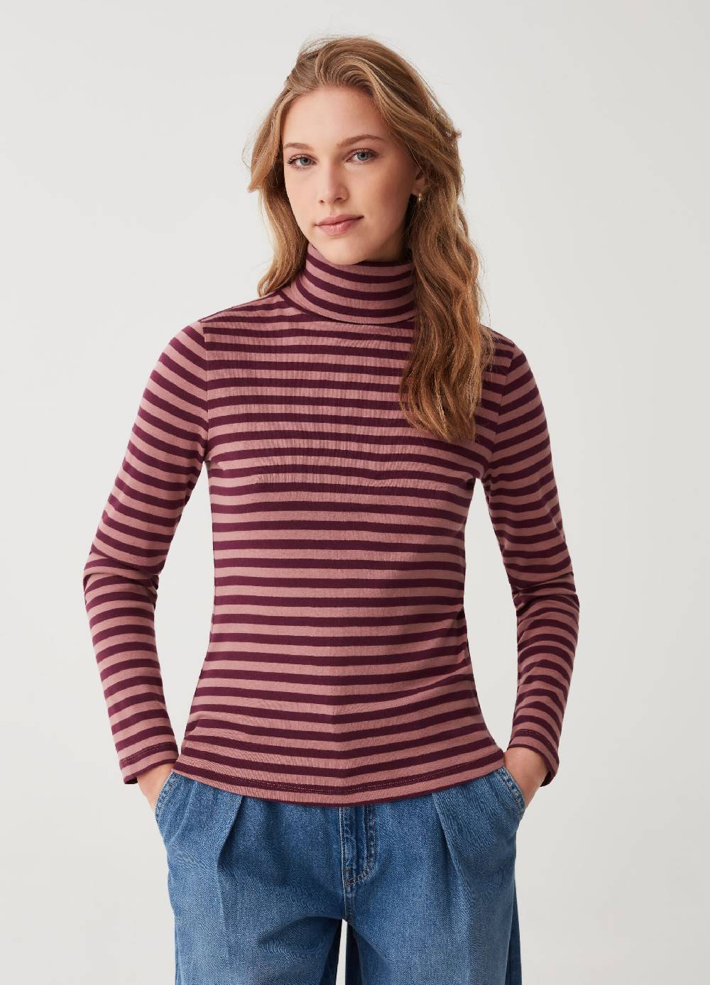 OVS T-shirt a righe con collo alto