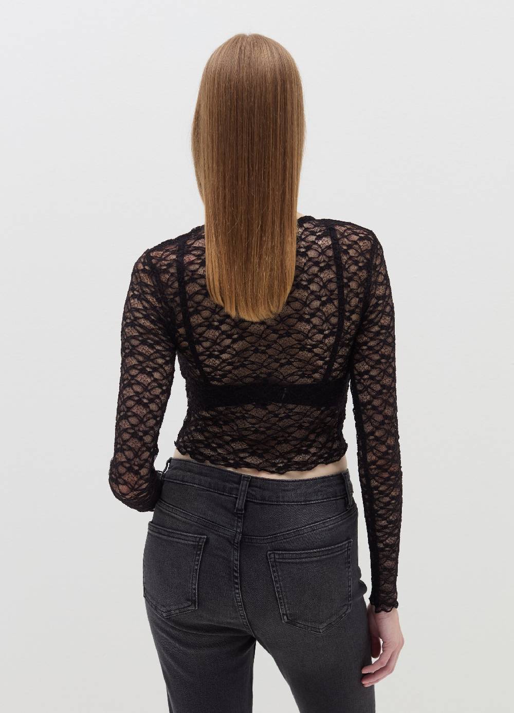 B. ANGEL T-shirt crop effetto pizzo Qualità Garantita