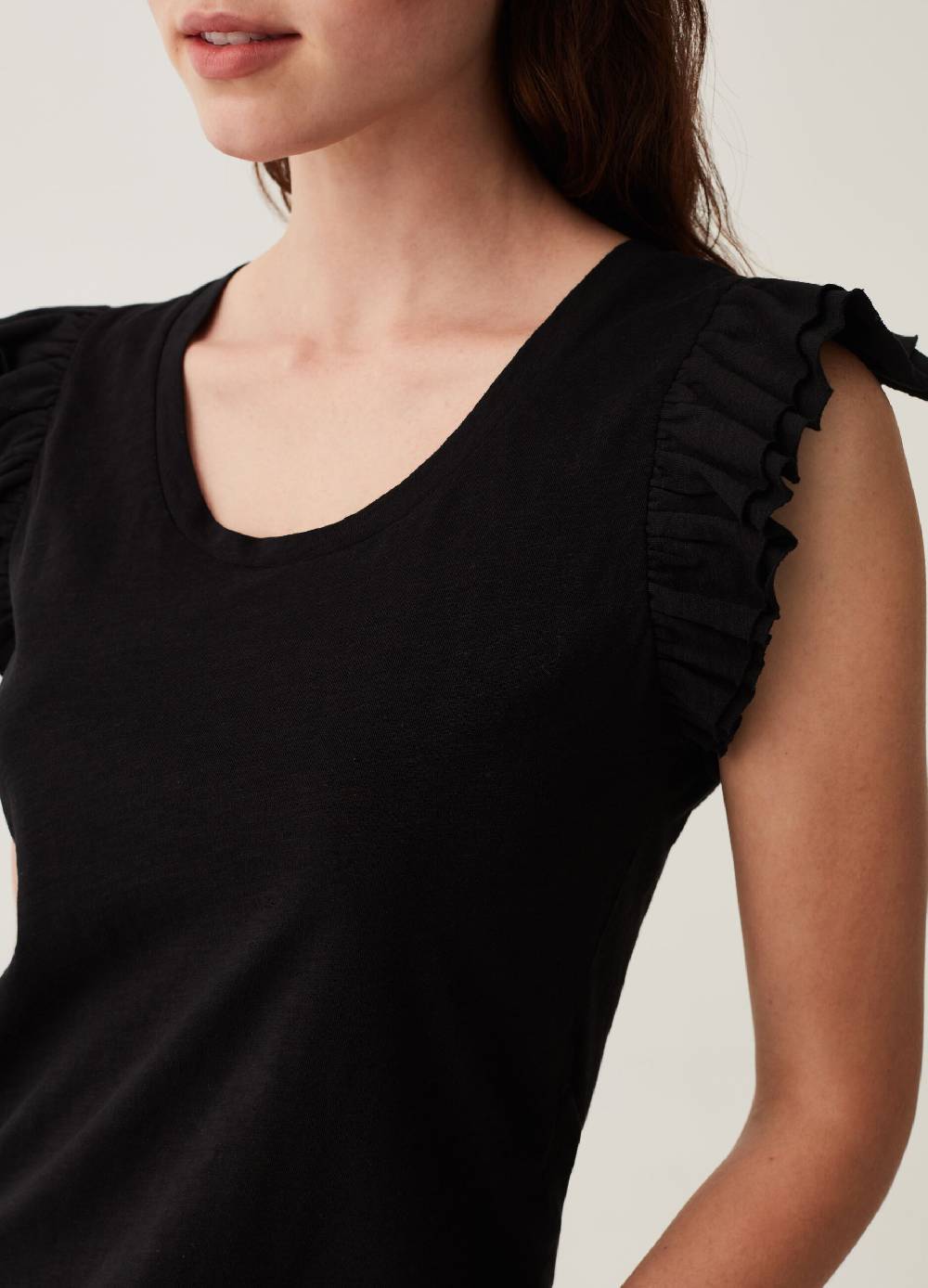 OVS Tank top in cotone slub con volant Smaltimento dello stoccaggio
