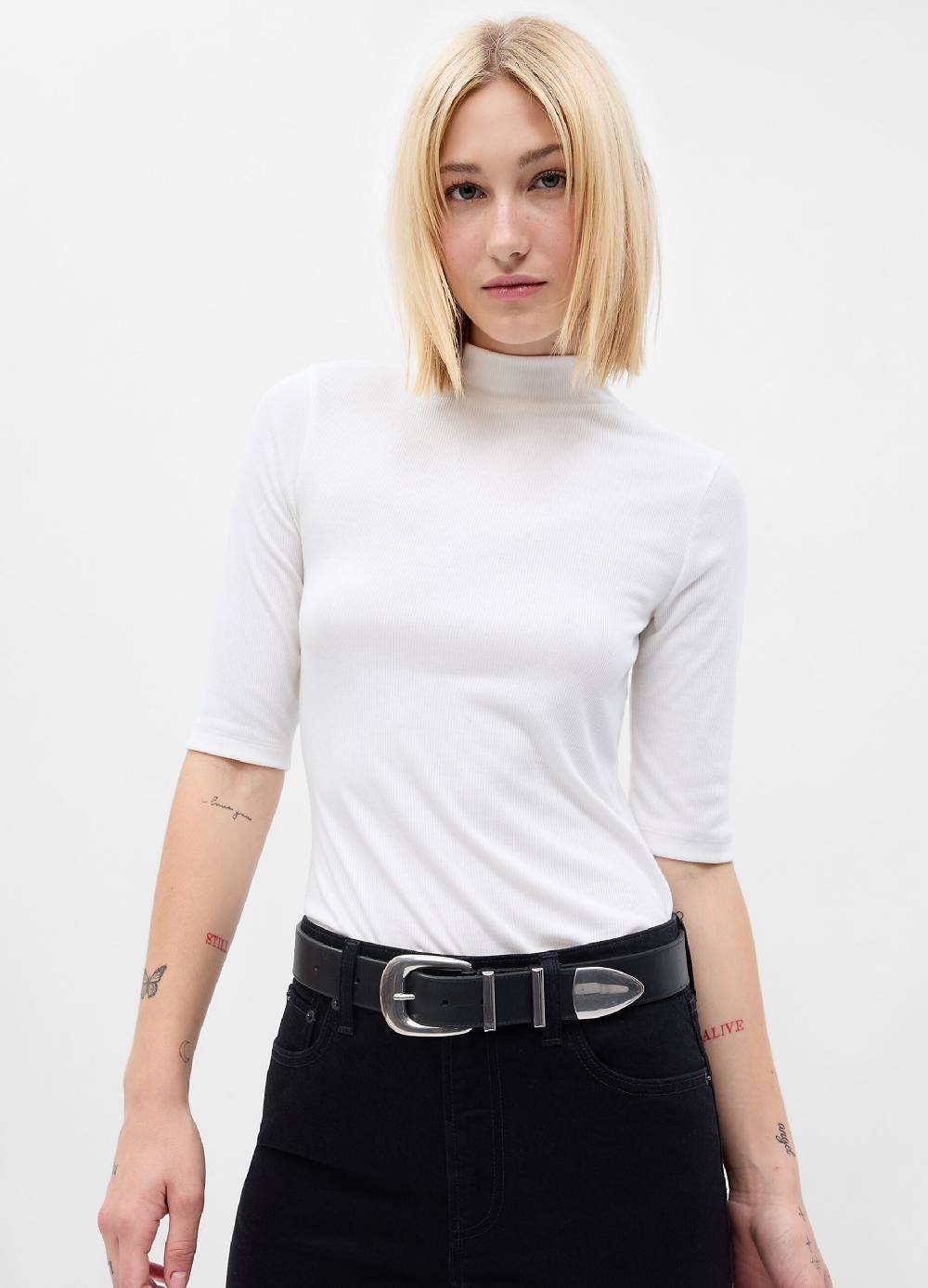 GAP T-shirt a costine sottili maniche al gomito