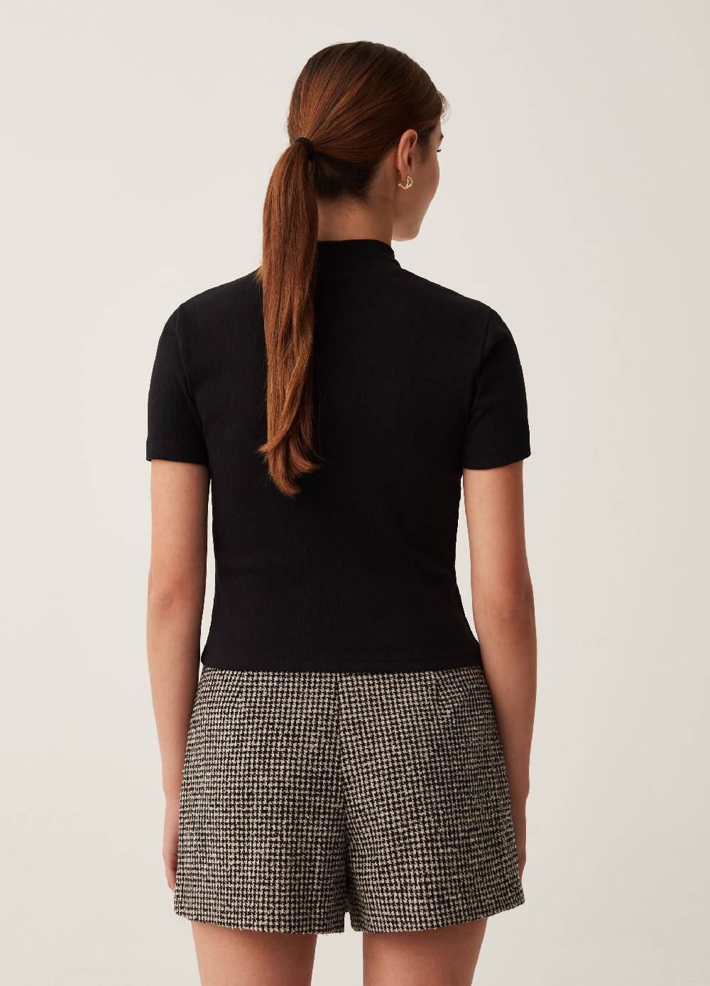 B. ANGEL T-shirt a costine sottili mock neck Hotsell