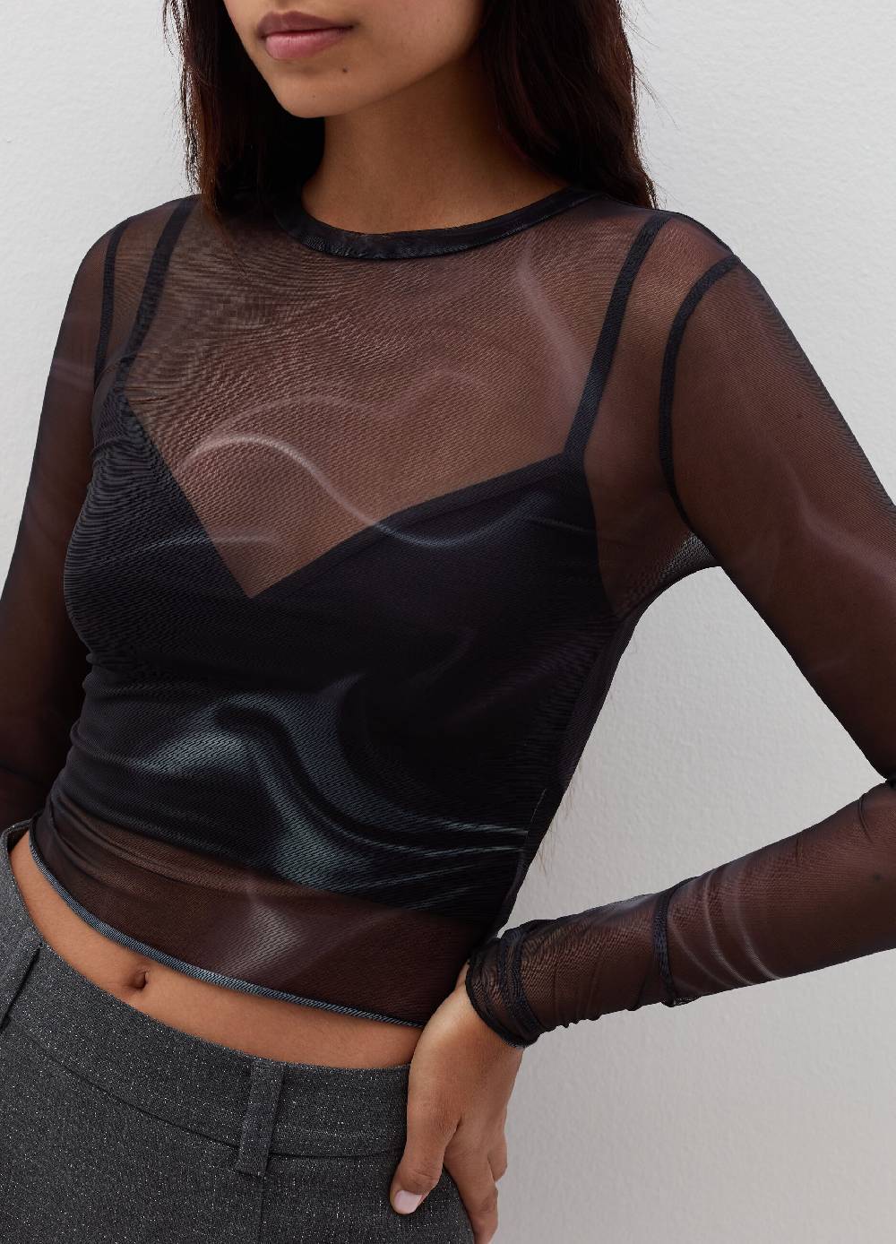 B. ANGEL T-shirt maniche lunghe in mesh con lurex Sottocosto