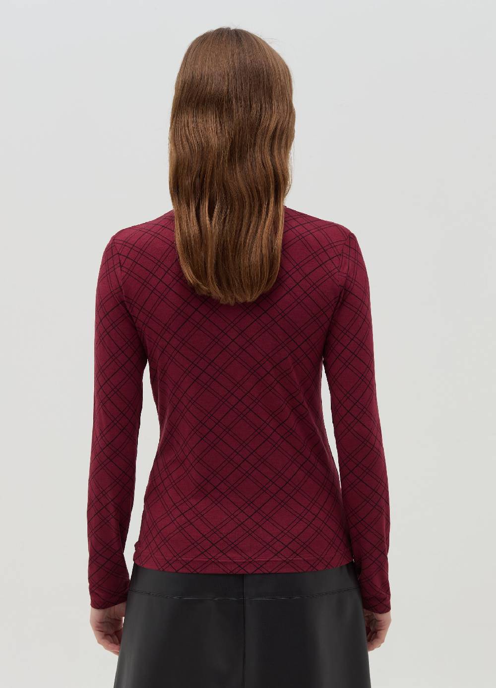 OVS T-shirt mock neck con fantasia check Saldi Di Fabbrica
