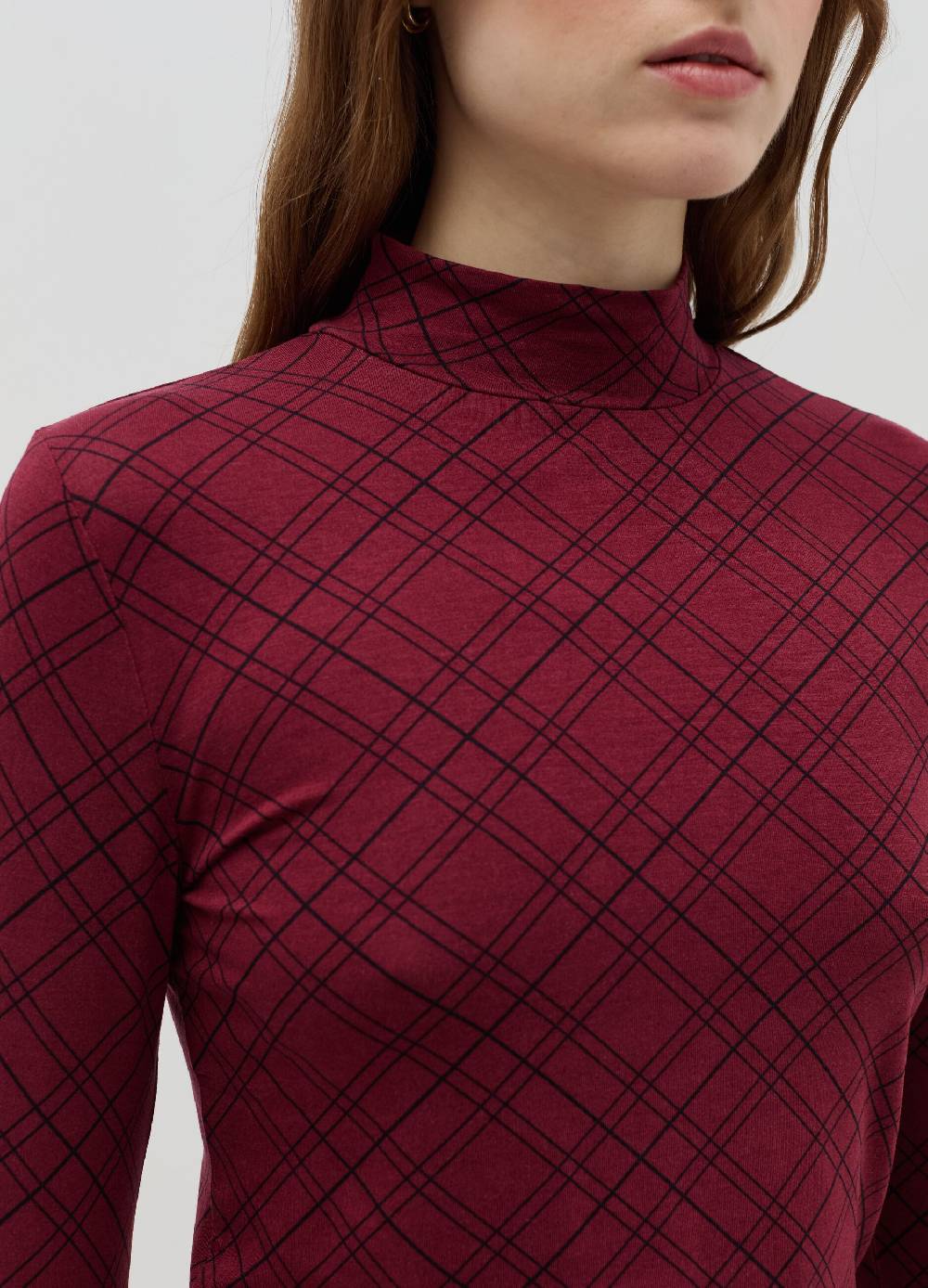 OVS T-shirt mock neck con fantasia check Saldi Di Fabbrica