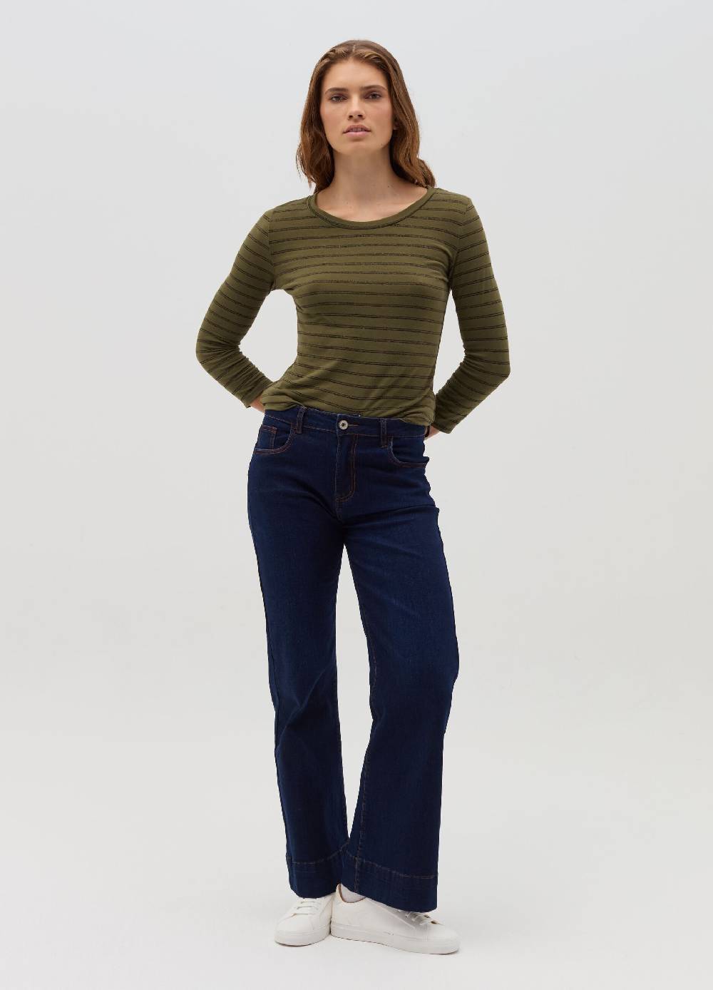 HYBRID T-shirt a righe in lurex maniche a tre quarti Moda