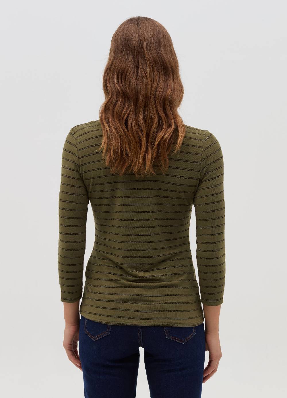 HYBRID T-shirt a righe in lurex maniche a tre quarti Moda