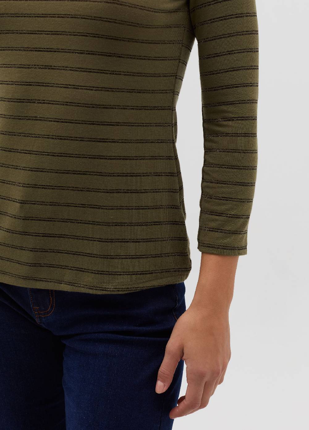HYBRID T-shirt a righe in lurex maniche a tre quarti Moda