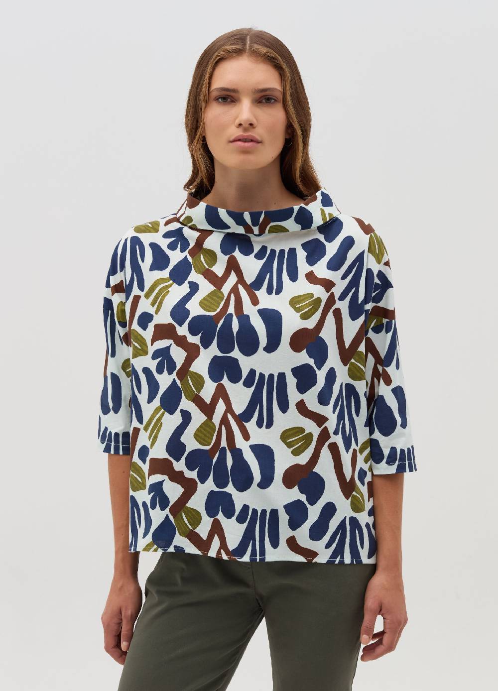 HYBRID Blusa in cotone stretch floreale Super Saving Price