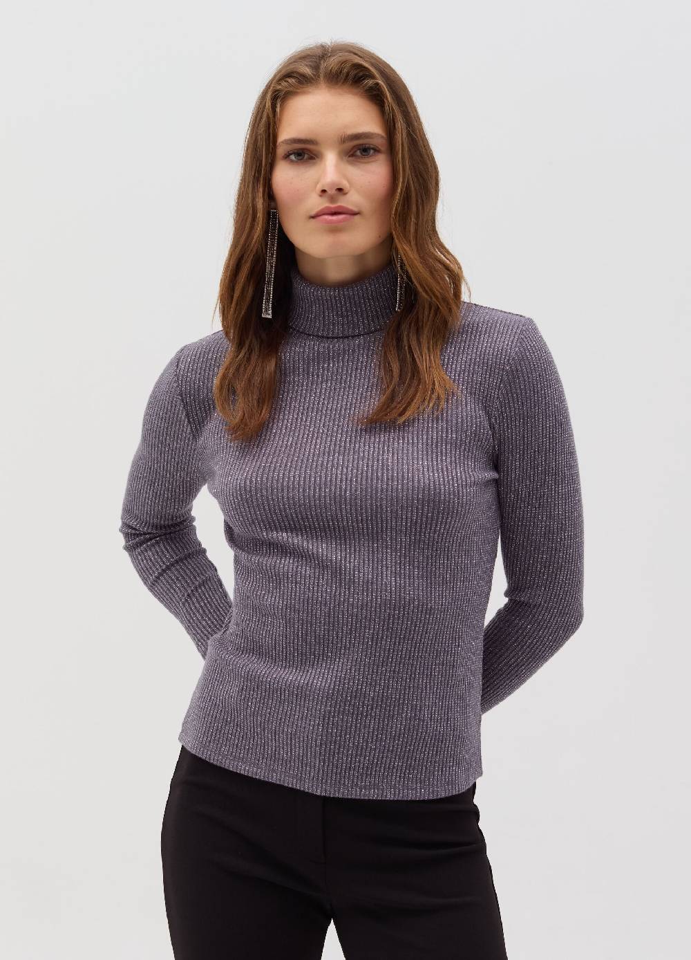 OVS T-shirt in lurex a maniche lunghe con collo alto Ritorno libero