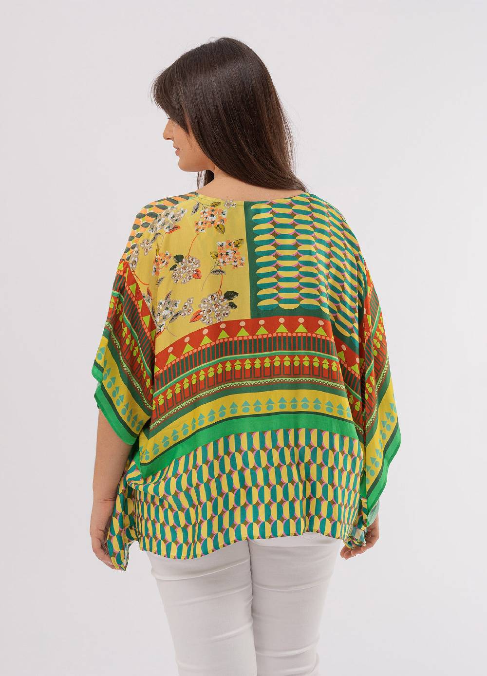 OCTOBER Poncho con anello stampa multicolore Curvy Rilascio limitato