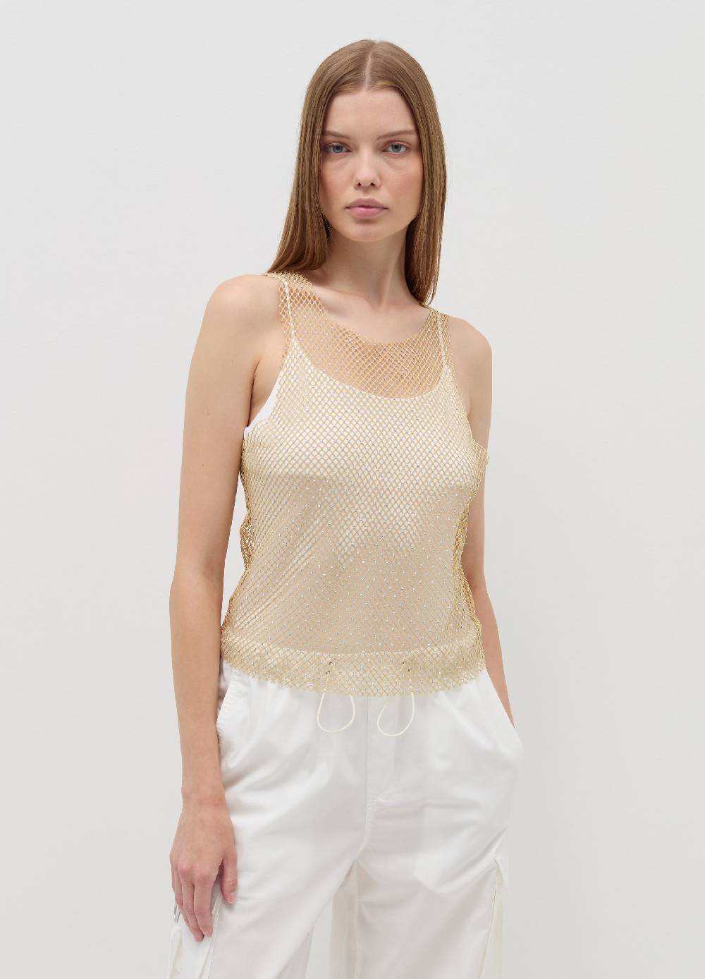 B. ANGEL Tank top in rete con micro strass Ultimi due giorni