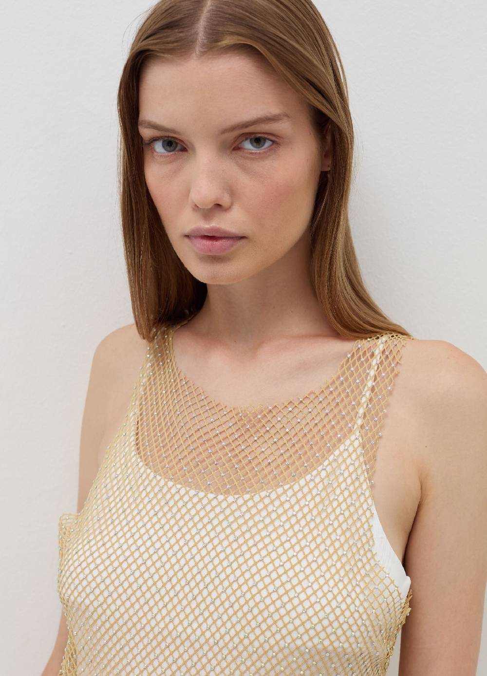 B. ANGEL Tank top in rete con micro strass Ultimi due giorni