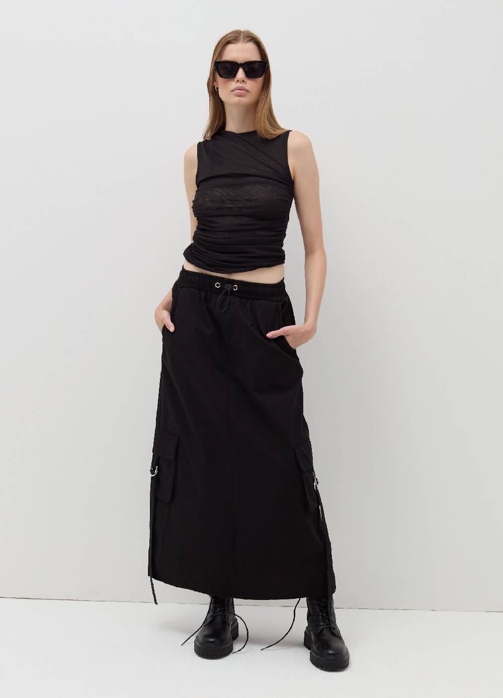 B. ANGEL Top in mesh con arricciatura Fino al 60% di sconto