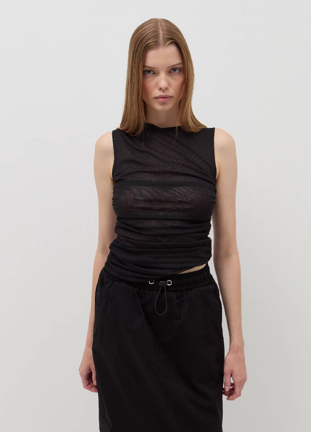 B. ANGEL Top in mesh con arricciatura Fino al 60% di sconto