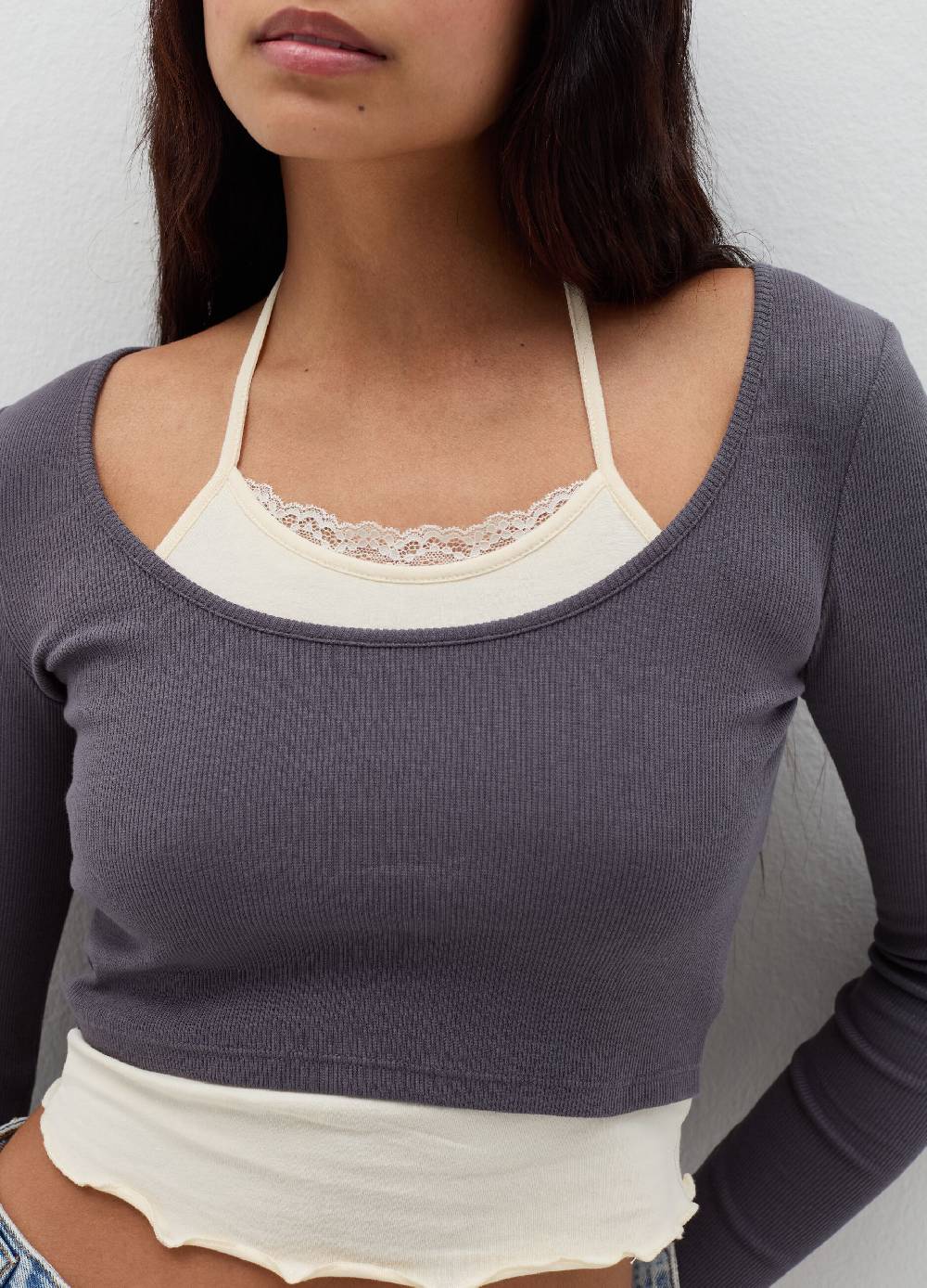 B. ANGEL T-shirt crop con canotta interna Spedizione Gratuita