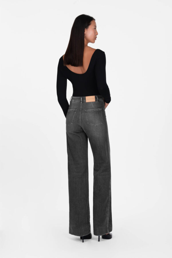 Sartoria Tramarossa JEANS VIRGINIA WIDE LEG IN DENIM NERO Vendita Calda