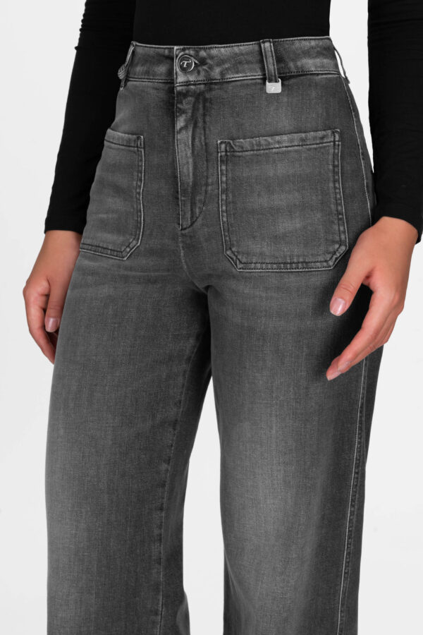 Sartoria Tramarossa JEANS VIRGINIA WIDE LEG IN DENIM NERO Vendita Calda