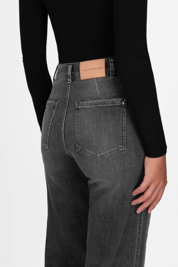 Sartoria Tramarossa JEANS VIRGINIA WIDE LEG IN DENIM NERO Vendita Calda