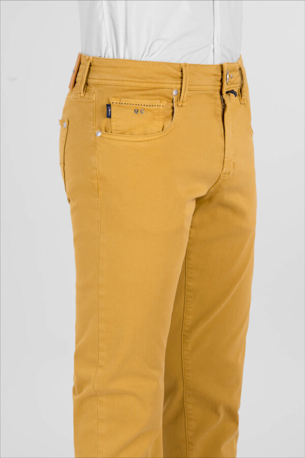 Sartoria Tramarossa PANTALONE LEONARDO ZIP SS SLIM IN GABARDINA DI COTONE STRETCH GIALLO Duty-free