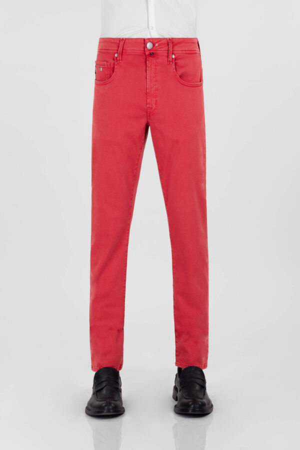 Sartoria Tramarossa PANTALONE LEONARDO ZIP SS SLIM IN GABARDINA DI COTONE STRETCH ROSSO 50% di sconto per tempo limitato
