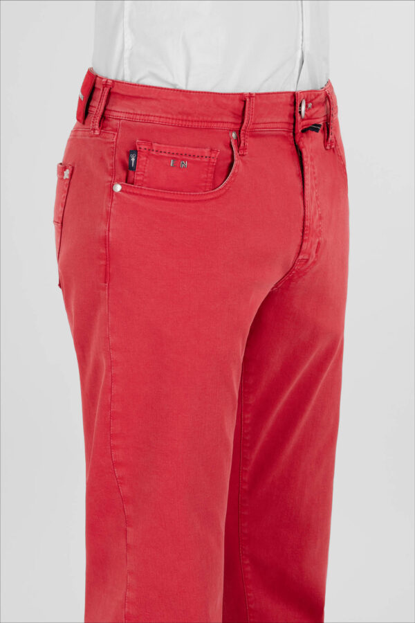 Sartoria Tramarossa PANTALONE LEONARDO ZIP SS SLIM IN GABARDINA DI COTONE STRETCH ROSSO 50% di sconto per tempo limitato