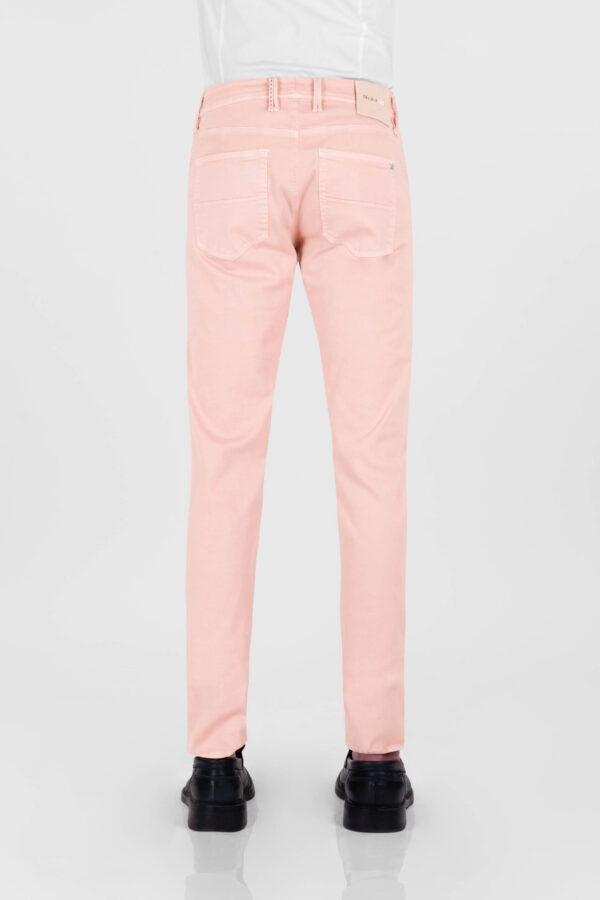 Sartoria Tramarossa PANTALONE LEONARDO ZIP SS SLIM IN GABARDINA DI COTONE STRETCH ROSA Sconti questo mese