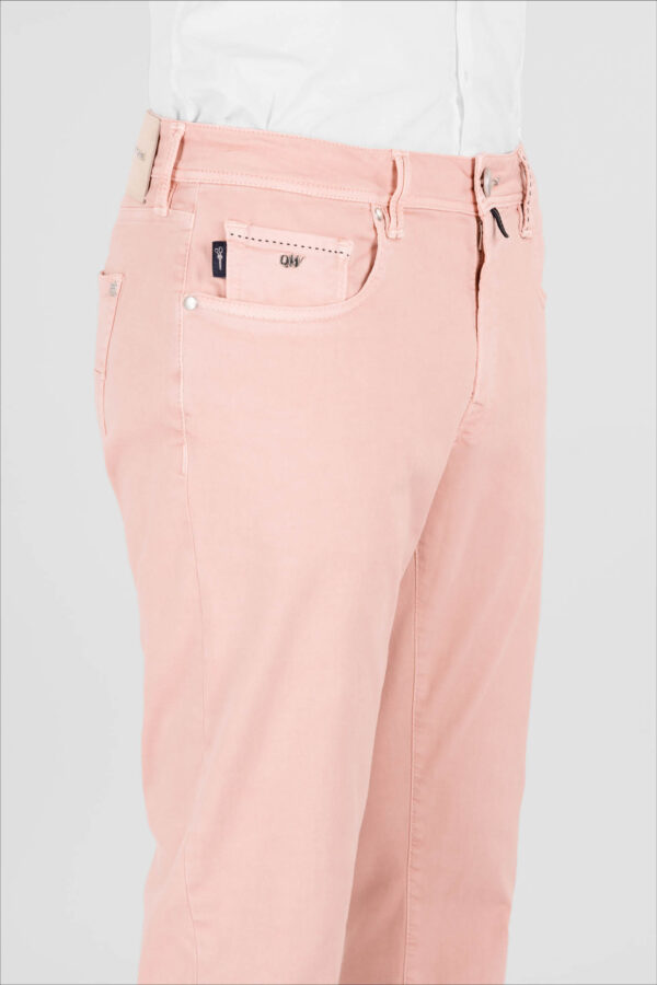 Sartoria Tramarossa PANTALONE LEONARDO ZIP SS SLIM IN GABARDINA DI COTONE STRETCH ROSA Sconti questo mese